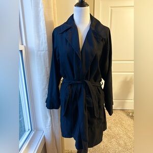Vintage Eddie Bauer Women’s Classic Black Belted Trench Coat Lightweight